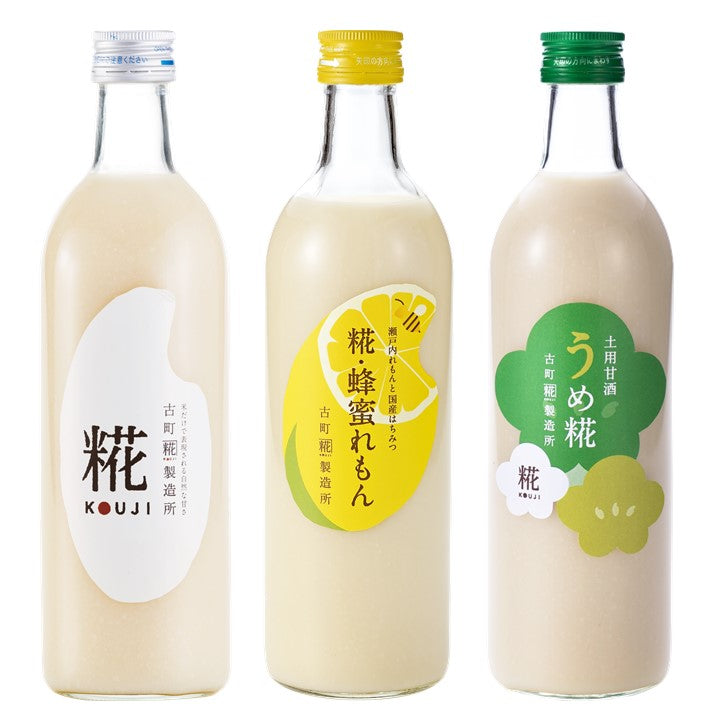 ［滋養豊富な梅甘酒で暑気払い］｜【3本セット】うめ糀/糀蜂蜜れもん/糀プレーン　FKS3-072