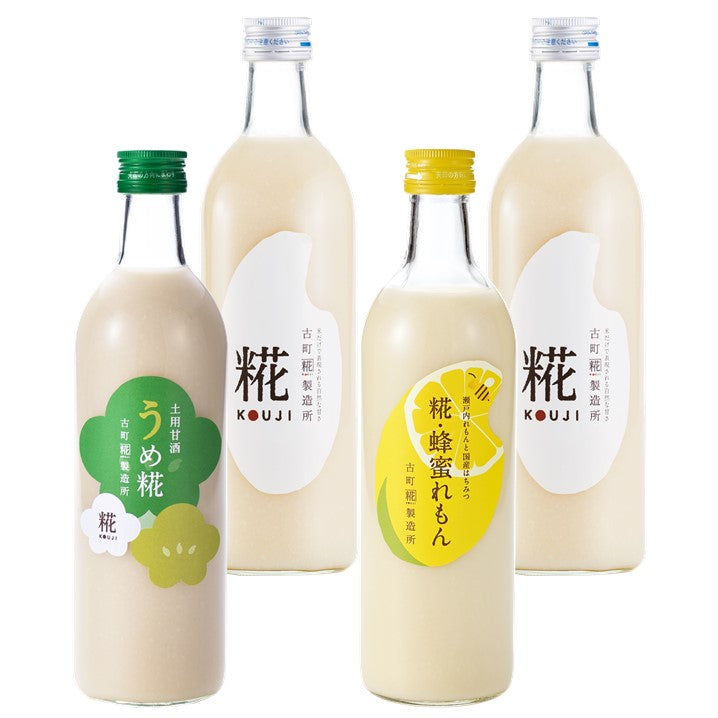 ［滋養豊富な梅甘酒で暑気払い］｜【4本セット】うめ糀/糀蜂蜜れもん/糀プレーン2本　FKS4-105