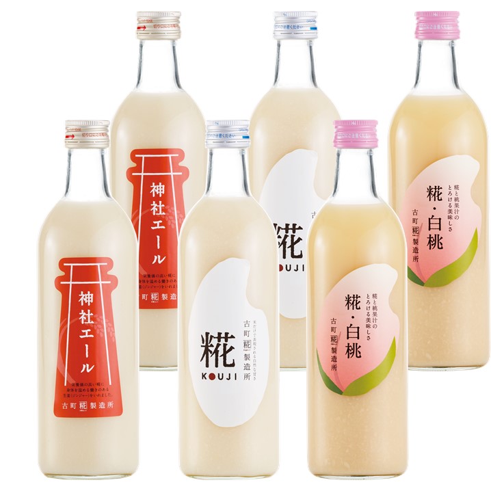 魅惑の濃厚な桃ブレンド］｜【送料一律6本セット】糀白桃2本/糀プレーン2本/神社エール2本  FKS6-017