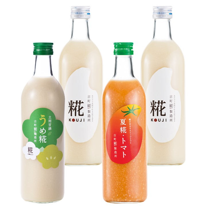 ［滋養豊富な梅甘酒で暑気払い］｜【4本セット】うめ糀/夏糀トマト/糀プレーン2本　FKS4-035