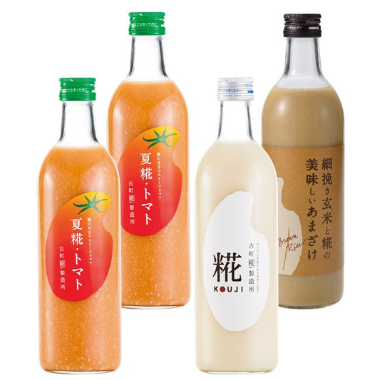 ［みずみずしいトマトの甘酒］｜【4本セット】夏糀トマト2本/糀プレーン/玄米甘酒 FKS4-022